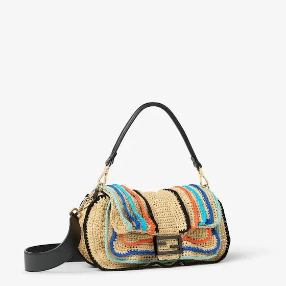 Fendi Baguette Raffia-Effect Material Bag with Multicolored Tiered Ruffles | Thumbnail 2 Fendi Baguette Raffia-Effect Material Bag with Multicolored Tiered Ruffles | Thumbnail 2