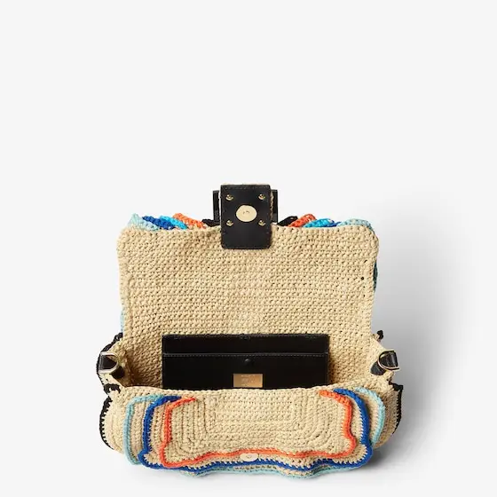 Fendi Baguette Raffia-Effect Material Bag with Multicolored Tiered Ruffles | Thumbnail 4 Fendi Baguette Raffia-Effect Material Bag with Multicolored Tiered Ruffles | Thumbnail 4