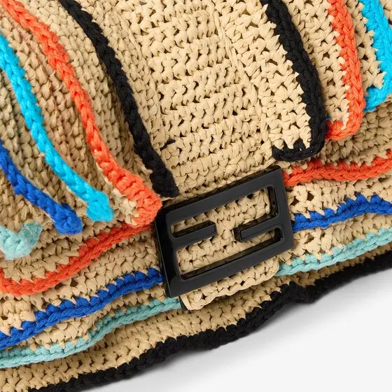 Fendi Baguette Raffia-Effect Material Bag with Multicolored Tiered Ruffles | Thumbnail 5 Fendi Baguette Raffia-Effect Material Bag with Multicolored Tiered Ruffles | Thumbnail 5