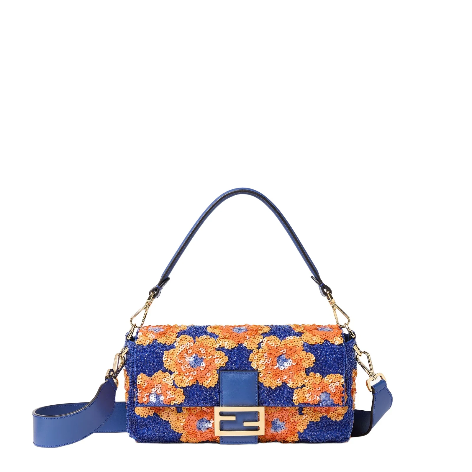 Fendi Baguette Bag with Floral Beads and Sequin Embroidery