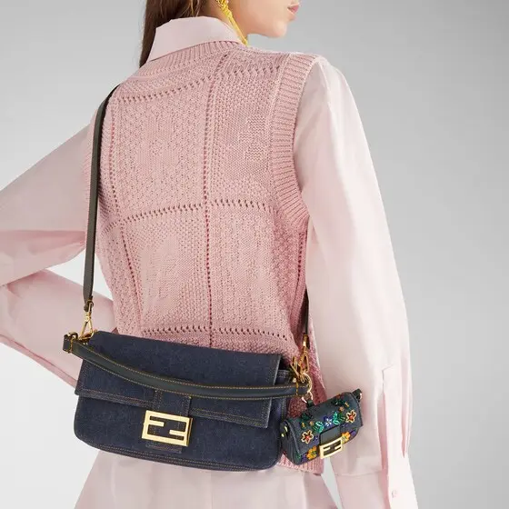 Fendi Baguette Denim and Blue Denim-Effect FF Jacquard Bag | Thumbnail 3 Fendi Baguette Denim and Blue Denim-Effect FF Jacquard Bag | Thumbnail 3
