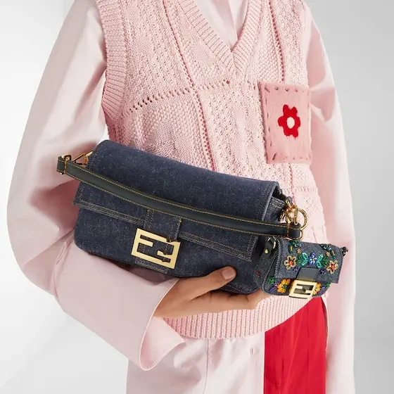 Fendi Baguette Denim and Blue Denim-Effect FF Jacquard Bag | Thumbnail 9 Fendi Baguette Denim and Blue Denim-Effect FF Jacquard Bag | Thumbnail 9
