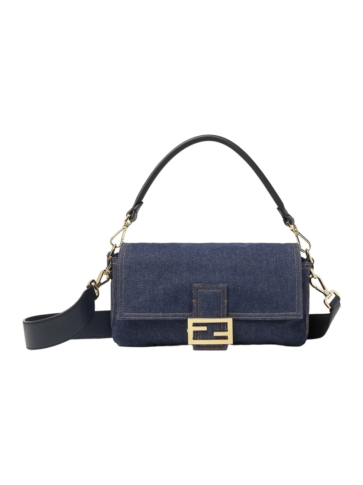 Fendi Baguette Denim and Blue Denim-Effect FF Jacquard Bag