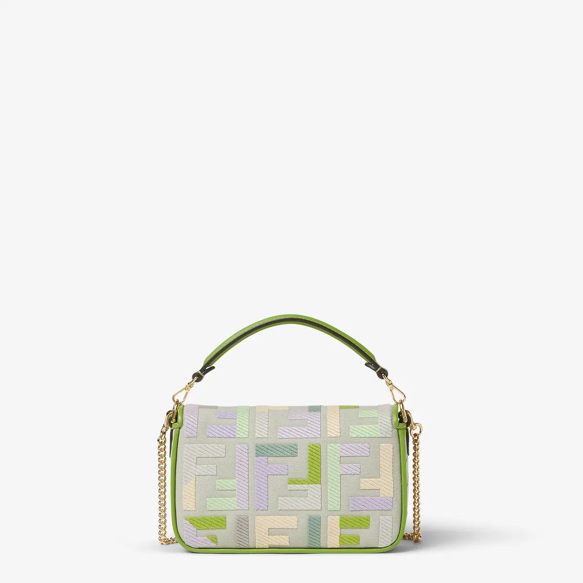 Fendi Baguette Mini Canvas Bag with Multicolor FF Embroidery | Thumbnail 4 Fendi Baguette Mini Canvas Bag with Multicolor FF Embroidery | Thumbnail 4