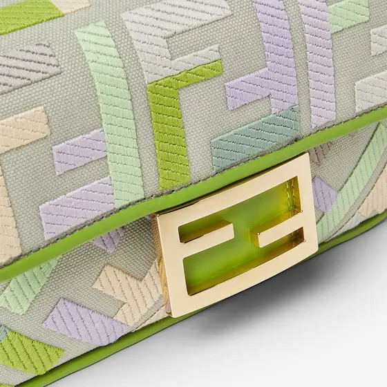 Fendi Baguette Mini Canvas Bag with Multicolor FF Embroidery | Thumbnail 6 Fendi Baguette Mini Canvas Bag with Multicolor FF Embroidery | Thumbnail 6