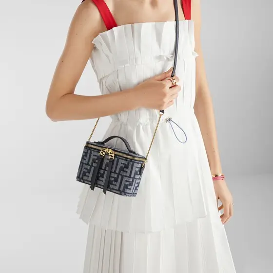 Fendi Vanity Denim-Effect FF Jacquard Mini-Bag | Thumbnail 2 Fendi Vanity Denim-Effect FF Jacquard Mini-Bag | Thumbnail 2