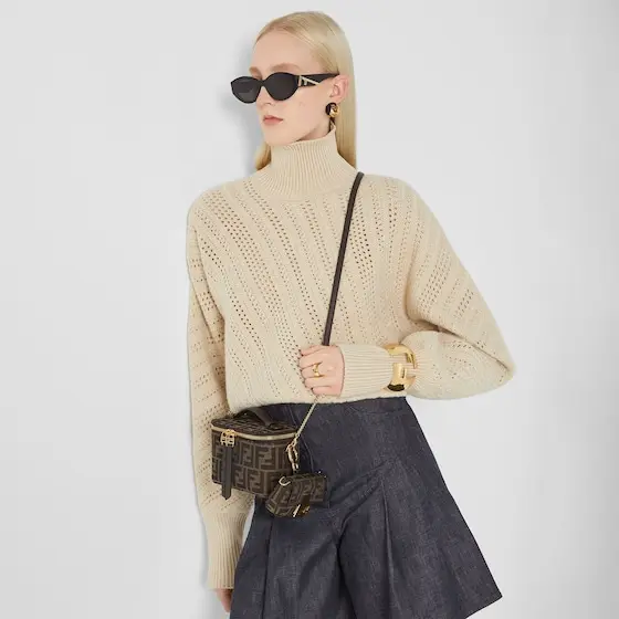Fendi Vanity Tobacco Brown FF Jacquard Fabric Mini-Bag | Thumbnail 2 Fendi Vanity Tobacco Brown FF Jacquard Fabric Mini-Bag | Thumbnail 2