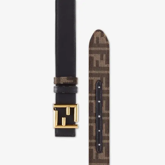 Fendi Leather and FF Fabric Reversible Belt | Thumbnail 3 Fendi Leather and FF Fabric Reversible Belt | Thumbnail 3