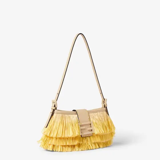 Fendi Baby B. Faded Broom Yellow Raffia-Effect Material Mini-Bag | Thumbnail 3 Fendi Baby B. Faded Broom Yellow Raffia-Effect Material Mini-Bag | Thumbnail 3