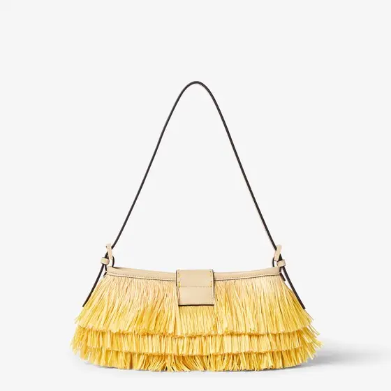 Fendi Baby B. Faded Broom Yellow Raffia-Effect Material Mini-Bag | Thumbnail 4 Fendi Baby B. Faded Broom Yellow Raffia-Effect Material Mini-Bag | Thumbnail 4