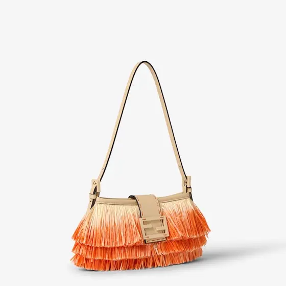 Fendi Baby B. Faded Orange Raffia-Effect Material Mini-Bag | Thumbnail 2 Fendi Baby B. Faded Orange Raffia-Effect Material Mini-Bag | Thumbnail 2