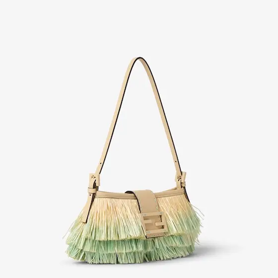 Fendi Baby B. Faded Light Green Raffia-Effect Material Mini-Bag | Thumbnail 3