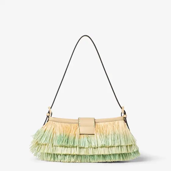 Fendi Baby B. Faded Light Green Raffia-Effect Material Mini-Bag | Thumbnail 4