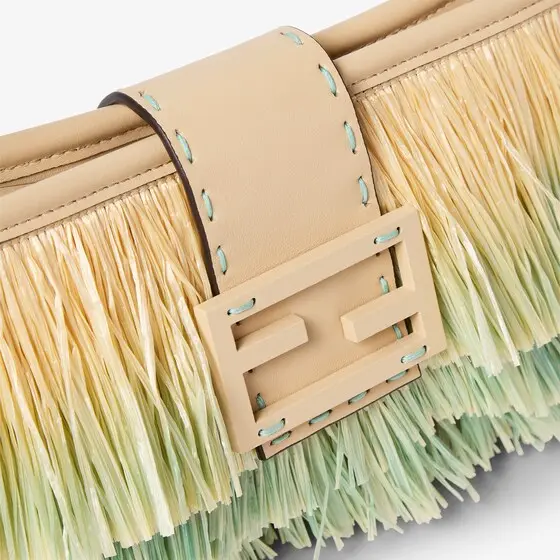 Fendi Baby B. Faded Light Green Raffia-Effect Material Mini-Bag | Thumbnail 6