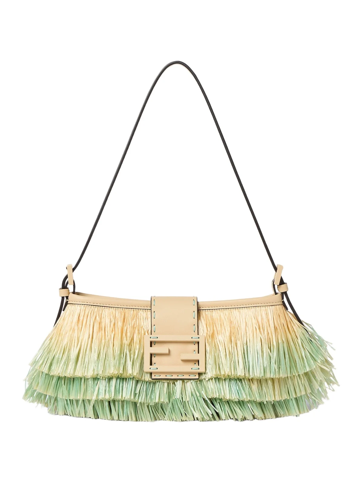 Baby B. Faded Light Green Raffia-Effect Material Mini-Bag