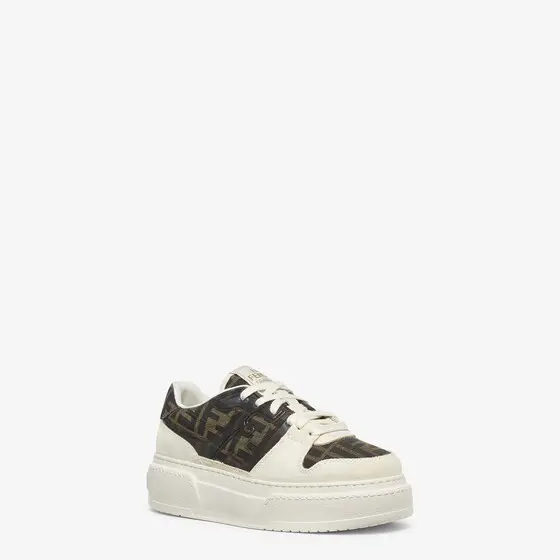 Fendi Match Canvas and White Suede Platform Low-Tops | Thumbnail 2 Fendi Match Canvas and White Suede Platform Low-Tops | Thumbnail 2