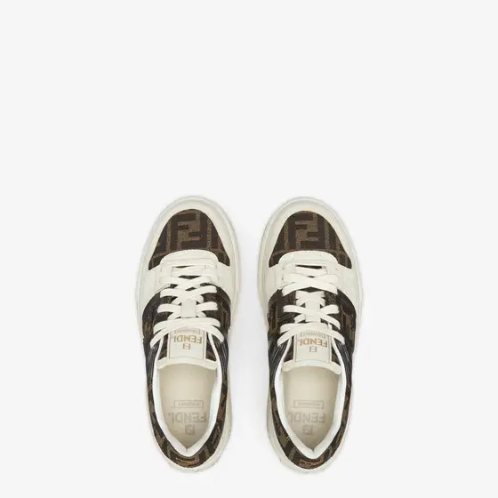 Fendi Match Canvas and White Suede Platform Low-Tops | Thumbnail 4 Fendi Match Canvas and White Suede Platform Low-Tops | Thumbnail 4