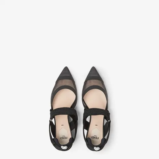 Fendi Colibrì Leather and Mesh Slingbacks with Medium Heel | Thumbnail 4 Fendi Colibrì Leather and Mesh Slingbacks with Medium Heel | Thumbnail 4