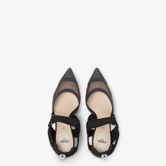 Fendi Colibrì Leather and Mesh, High-Heeled Slingbacks | Thumbnail 4 Fendi Colibrì Leather and Mesh, High-Heeled Slingbacks | Thumbnail 4