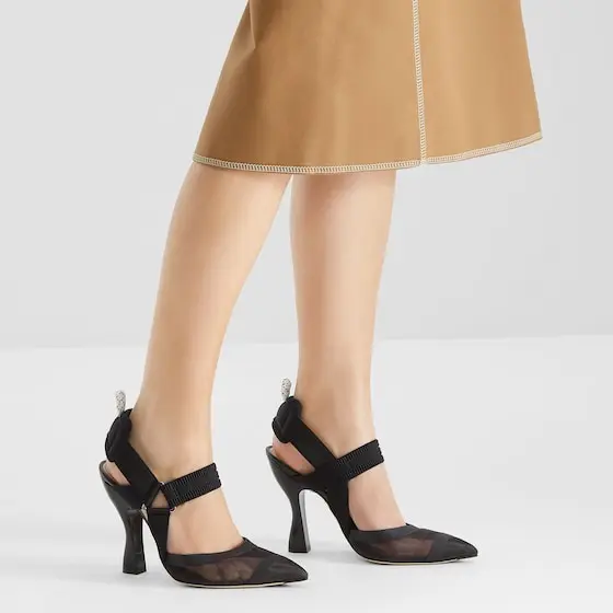 Fendi Colibrì Leather and Mesh, High-Heeled Slingbacks | Thumbnail 5 Fendi Colibrì Leather and Mesh, High-Heeled Slingbacks | Thumbnail 5