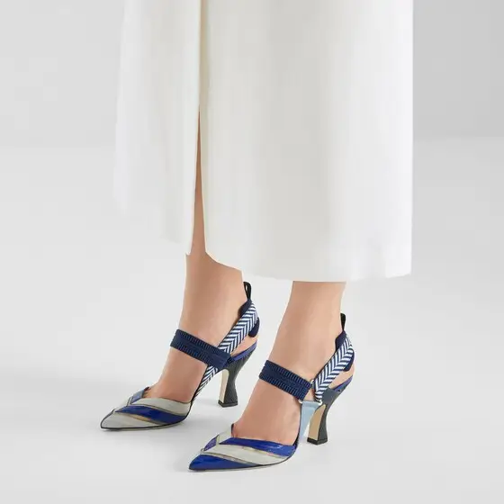 Fendi Iconic Colibrì Hagfish and Mesh High-Heeled Slingbacks | Thumbnail 5