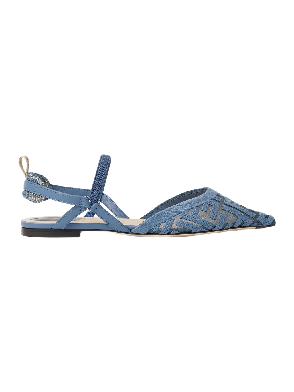 Fendi Colibrì Lite Mesh Flat Slingbacks with FF Embroidery
