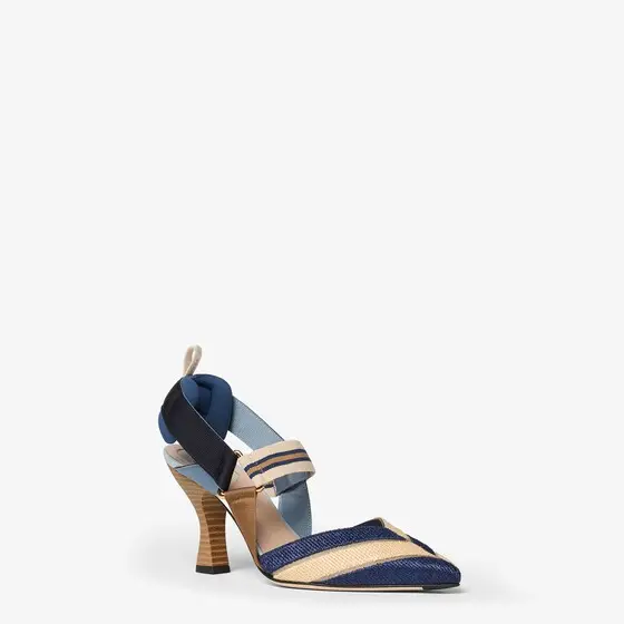 Fendi Colibrì Raffia-Effect Material and Mesh High-Heeled Slingbacks | Thumbnail 2 Fendi Colibrì Raffia-Effect Material and Mesh High-Heeled Slingbacks | Thumbnail 2