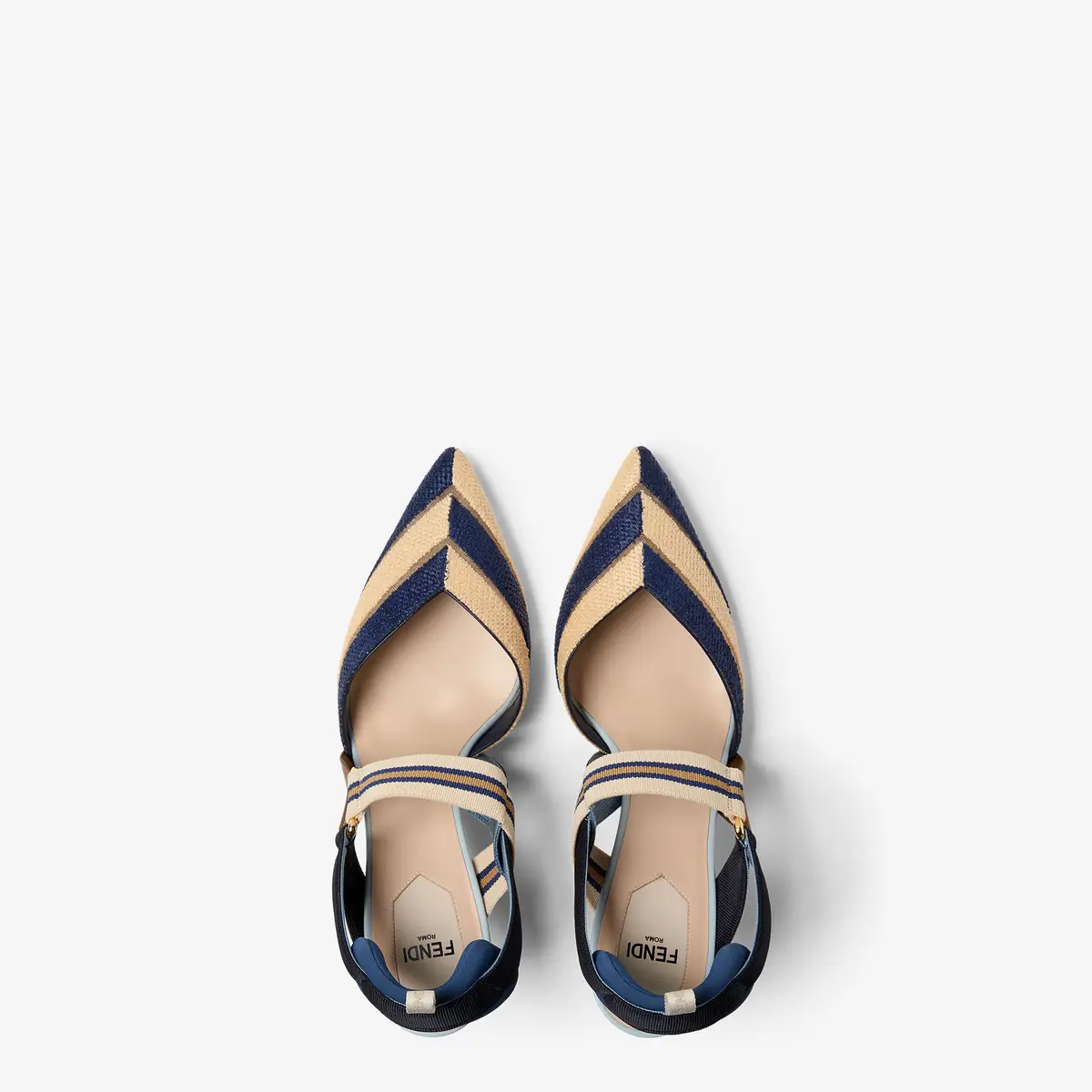 Fendi Colibrì Raffia-Effect Material and Mesh High-Heeled Slingbacks | Thumbnail 4 Fendi Colibrì Raffia-Effect Material and Mesh High-Heeled Slingbacks | Thumbnail 4