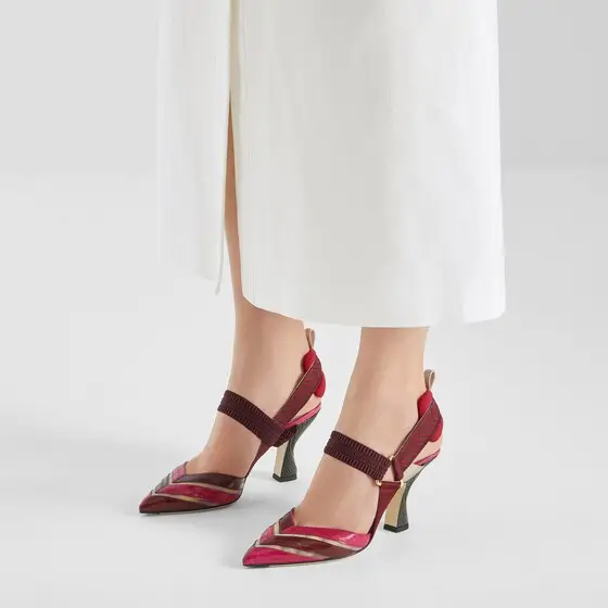 Fendi Iconic Colibrì Hagfish and Mesh High-Heeled Slingbacks | Thumbnail 5 Fendi Iconic Colibrì Hagfish and Mesh High-Heeled Slingbacks | Thumbnail 5