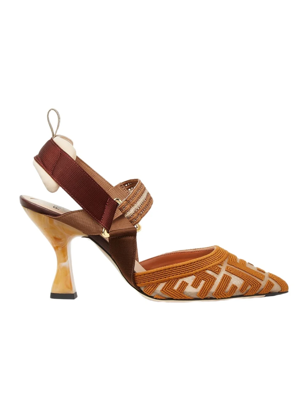 Fendi Colibrì FF Fabric High-Heeled Slingbacks