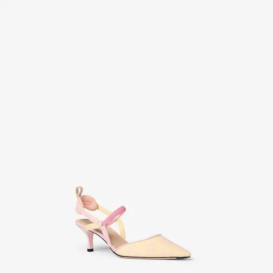 Fendi Colibrì Lite Mesh and Pink Leather Slingbacks with Medium Heel | Thumbnail 2