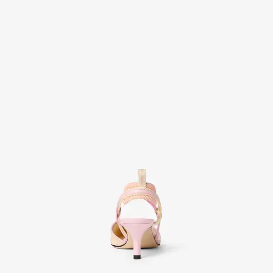 Fendi Colibrì Lite Mesh and Pink Leather Slingbacks with Medium Heel | Thumbnail 3