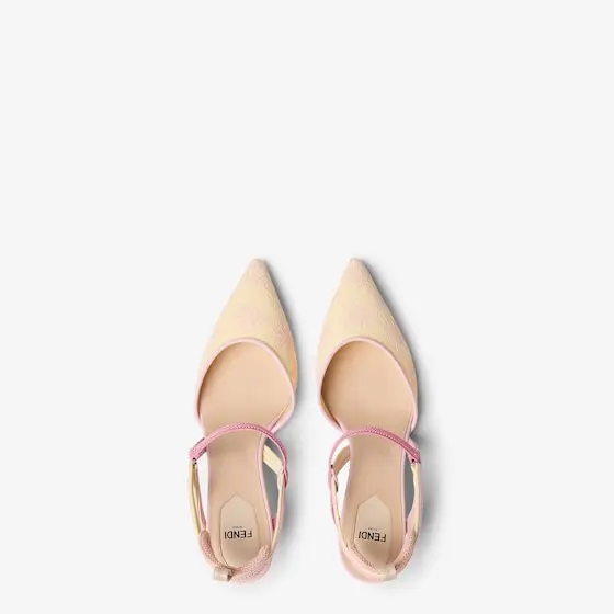 Fendi Colibrì Lite Mesh and Pink Leather Slingbacks with Medium Heel | Thumbnail 4
