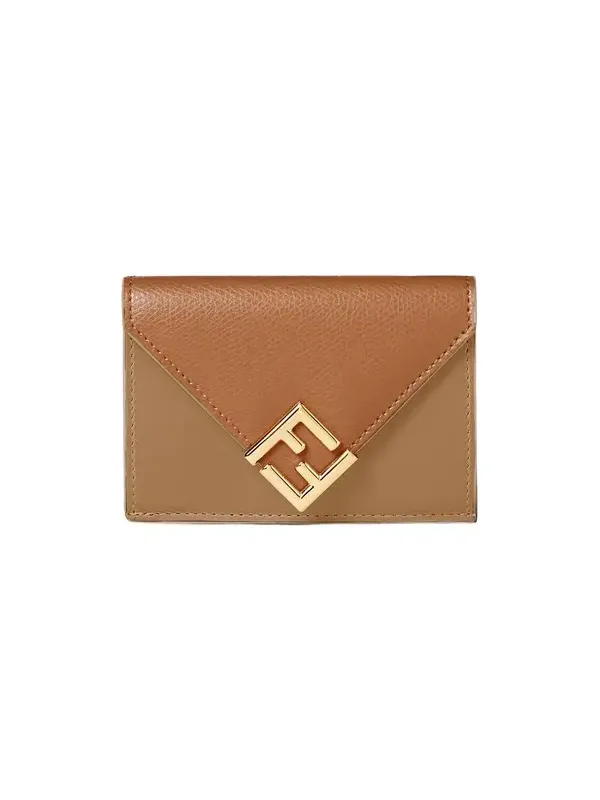 FF Diamonds Micro Trifold Sellier Brown Leather Wallet