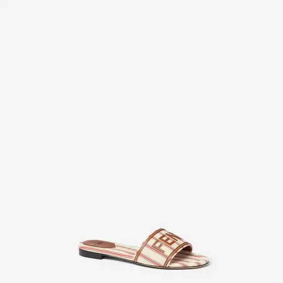 Fendi Sunshine Striped FF Canvas Slides | Thumbnail 2