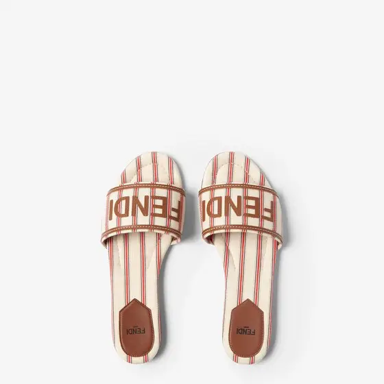 Fendi Sunshine Striped FF Canvas Slides | Thumbnail 4