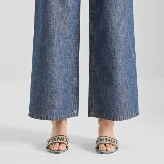 Fendi Sunshine Denim-Effect FF Jacquard Slides | Thumbnail 5 Fendi Sunshine Denim-Effect FF Jacquard Slides | Thumbnail 5