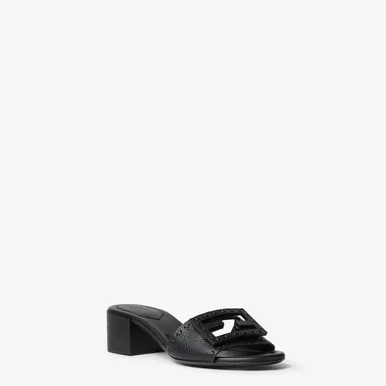 Fendi Tube Leather Medium-Heeled Slides | Thumbnail 2 Fendi Tube Leather Medium-Heeled Slides | Thumbnail 2