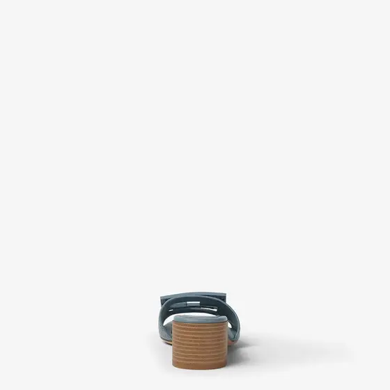 Fendi Tube Mercury Blue Leather Medium-Heel Slides | Thumbnail 3 Fendi Tube Mercury Blue Leather Medium-Heel Slides | Thumbnail 3
