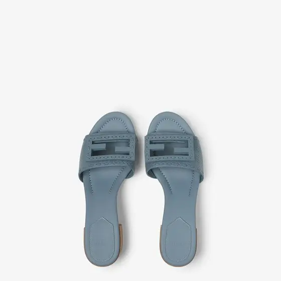 Fendi Tube Mercury Blue Leather Medium-Heel Slides | Thumbnail 4 Fendi Tube Mercury Blue Leather Medium-Heel Slides | Thumbnail 4