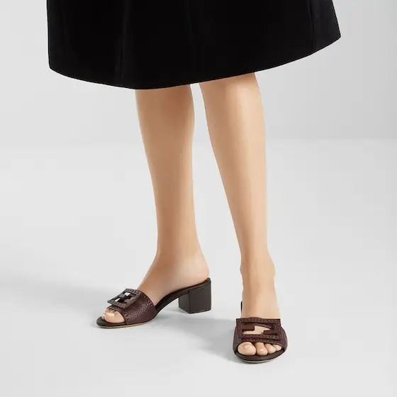 Fendi Tube Leather Medium-Heeled Slides | Thumbnail 5 Fendi Tube Leather Medium-Heeled Slides | Thumbnail 5
