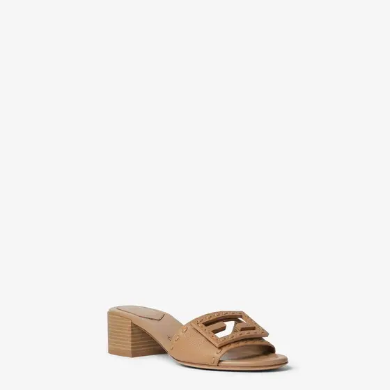 Fendi Tube Leather Medium-Heel Slides | Thumbnail 2 Fendi Tube Leather Medium-Heel Slides | Thumbnail 2