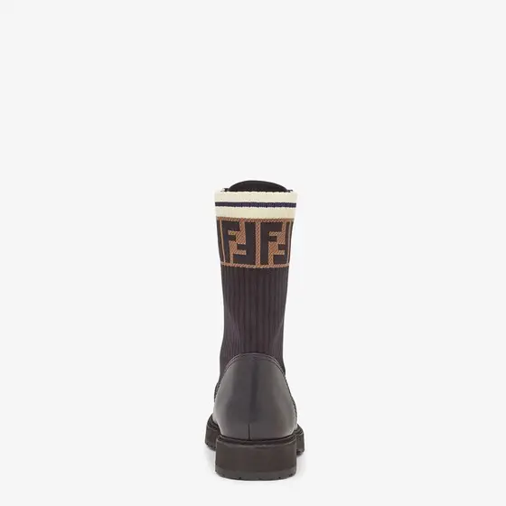 Fendi Rockoko Leather Biker Boots with Stretch Fabric | Thumbnail 3 Fendi Rockoko Leather Biker Boots with Stretch Fabric | Thumbnail 3