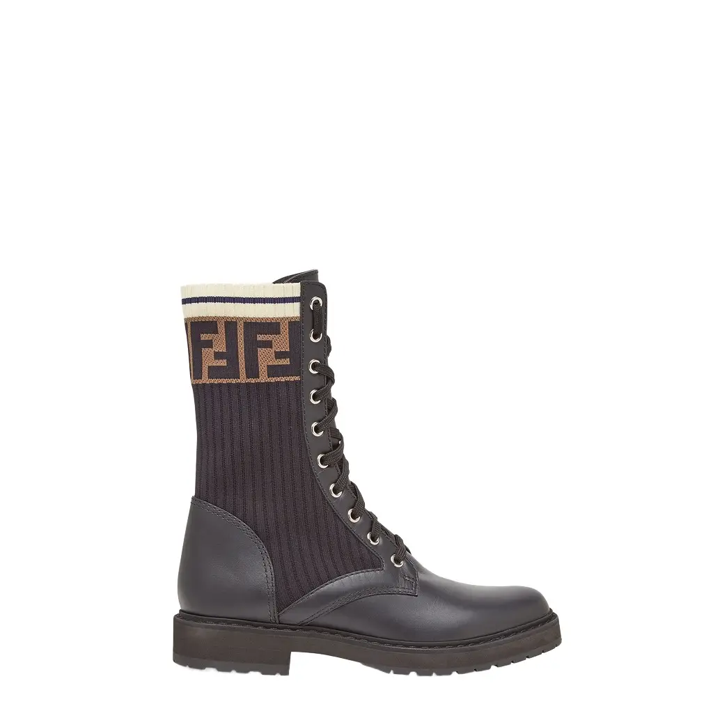 Fendi Rockoko combat boots with stretch fabric inserts | Image 1 Fendi Rockoko combat boots with stretch fabric inserts | Image 1