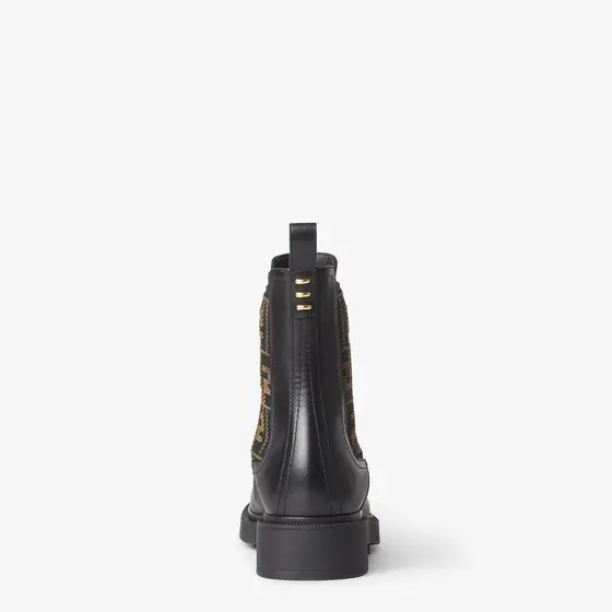Fendi Filo Leather and FF Fabric Biker Boots | Thumbnail 3 Fendi Filo Leather and FF Fabric Biker Boots | Thumbnail 3