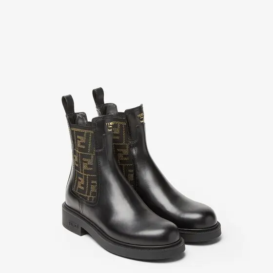 Fendi Filo Leather and FF Fabric Biker Boots | Thumbnail 4 Fendi Filo Leather and FF Fabric Biker Boots | Thumbnail 4