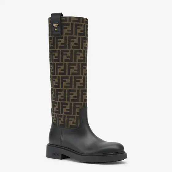 Fendi Filo Leather and Brown FF Fabric Boots | Thumbnail 2 Fendi Filo Leather and Brown FF Fabric Boots | Thumbnail 2