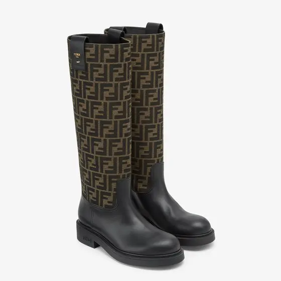 Fendi Filo Leather and Brown FF Fabric Boots | Thumbnail 4 Fendi Filo Leather and Brown FF Fabric Boots | Thumbnail 4