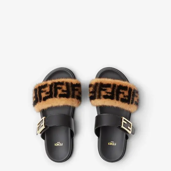 Fendi Double-band flat slides with FF Tube decorative buckle | Thumbnail 4