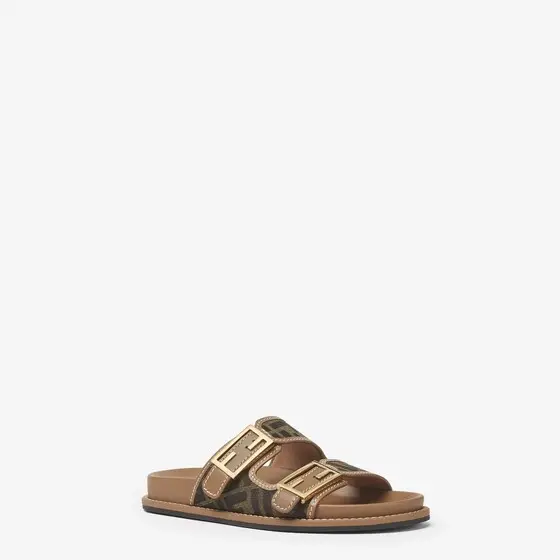 Fendi Double-band flat slides with decorative FF Tube buckles | Thumbnail 2 Fendi Double-band flat slides with decorative FF Tube buckles | Thumbnail 2